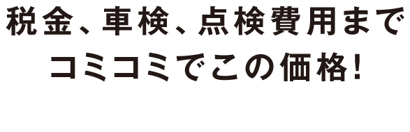 税金、車検、点検費用までコミコミ価格でこの価格！