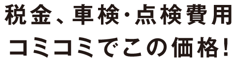税金、車検、点検費用コミコミでこの価格！